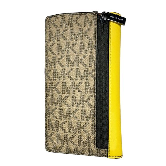 MICHAEL KORS Men’s Cooper Signature Logo Bi-Fold Wallet Canvas Daisy Yellow - Picture 4 of 6